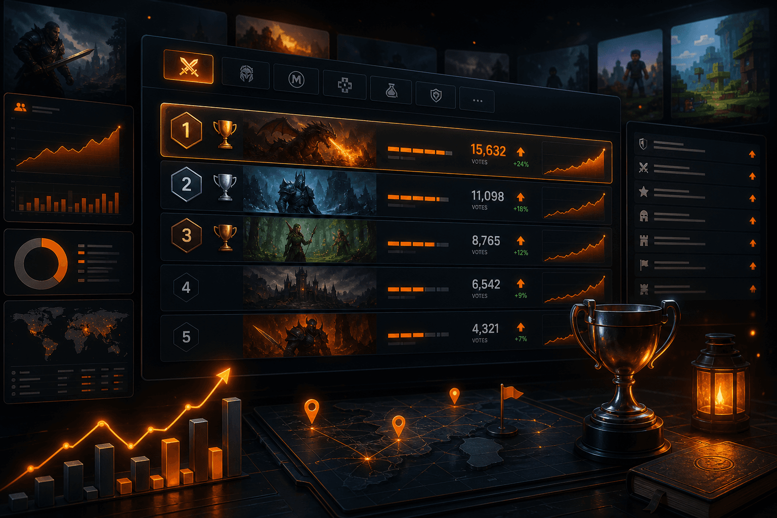 Private server ranking dashboard illustration